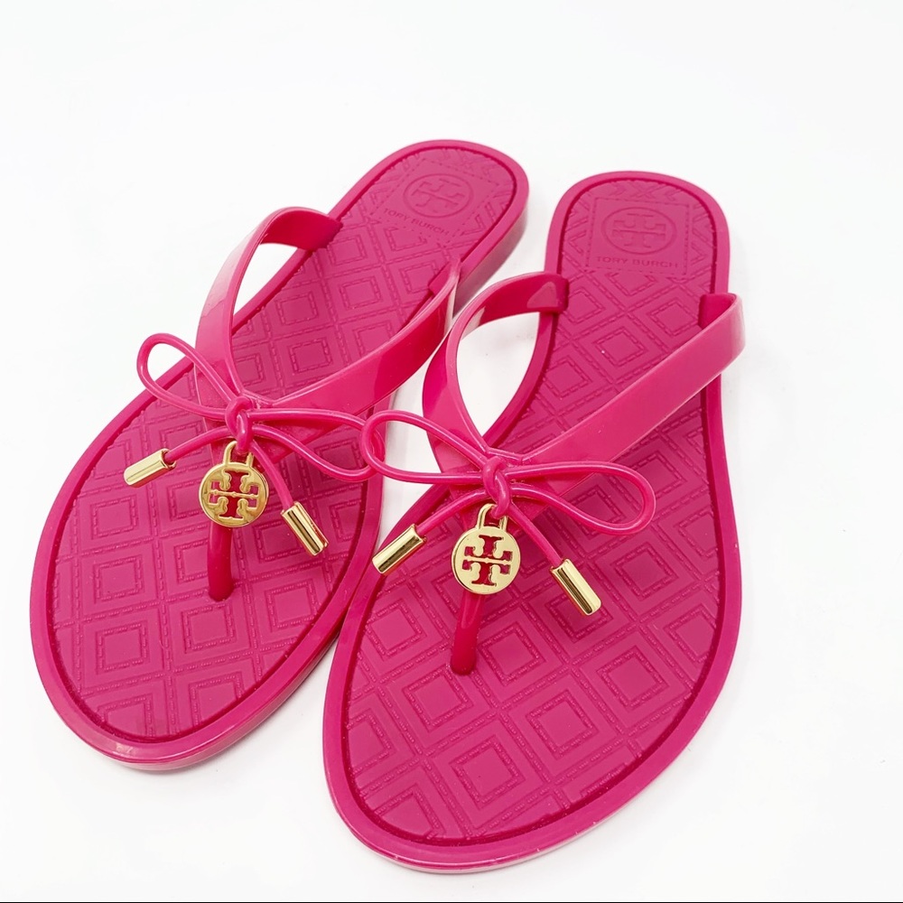 Tory Burch Sandals 5 Jelly Bow Flip Flop Thongs